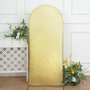 Champagne Shimmer Tinsel Spandex Wedding Arch Cover