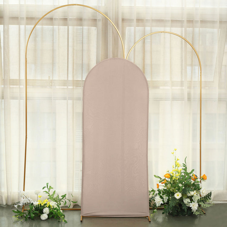 5ft Matte Nude Spandex Fitted Wedding Arch Cover For Round Top Chiara Backdrop Stand