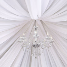 White Polyester Ceiling Draping Backdrop Curtains Fire Retardant with Rod Pockets 5 Feet x 30 Feet
