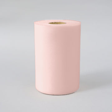 Blush Tulle Fabric Bolt, Sheer Fabric Spool Roll For Crafts 6"x100 Yards