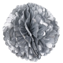 6 Pack 16" Silver Paper Tissue Fluffy Pom Pom Flower Balls#whtbkgd