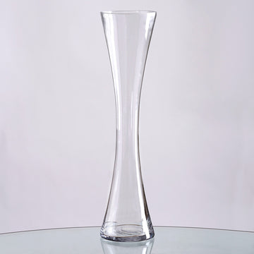 6 Pack Clear Heavy Duty Concave Glass Vase, Hourglass Shaped Flower Vases 20"