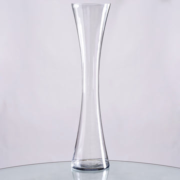 6 Pack Clear Heavy Duty Concave Glass Vase, Hourglass Shaped Flower Vases 24"