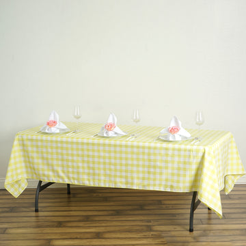 Elegant White/Yellow Seamless Buffalo Plaid Rectangle Tablecloth