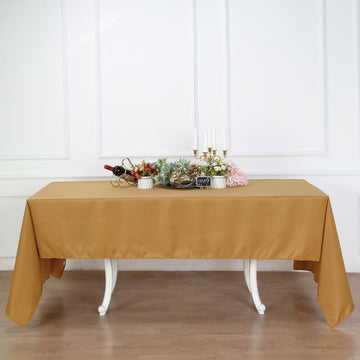 Add Elegance to Your Event with the Gold Seamless Polyester Rectangular Tablecloth