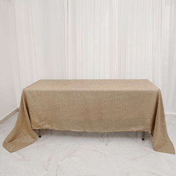 Natural Jute Seamless Faux Burlap Rectangular Tablecloth Boho Chic Table Linen 60"x126"