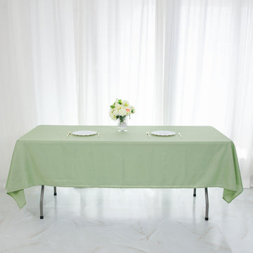 Elevate Your Event with the Sage Green Seamless Polyester Rectangular Tablecloth