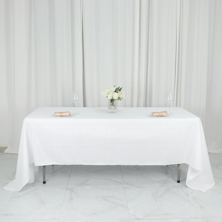 White Seamless Polyester 60 Inch x 126 Inch Rectangular Tablecloth