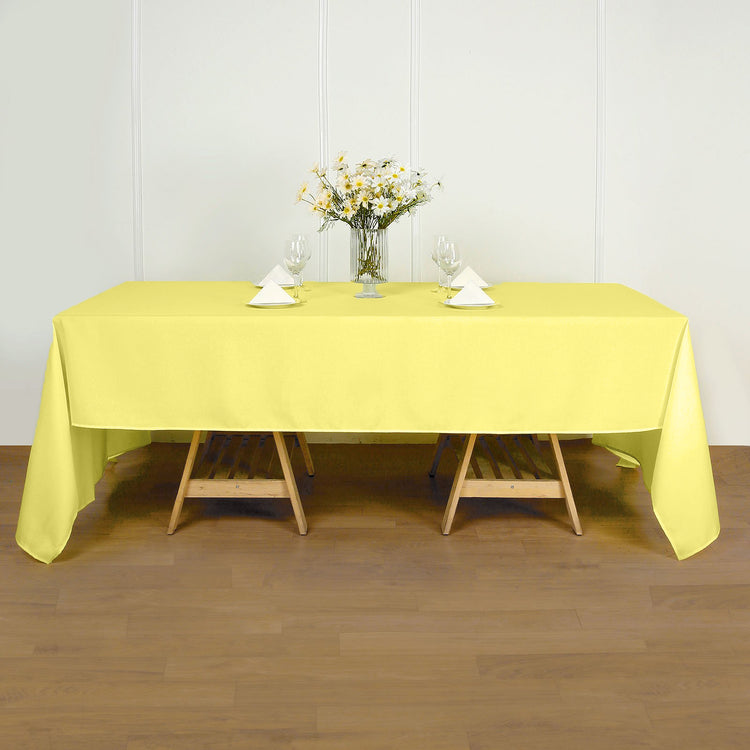 Yellow Rectangular Tablecloth 60 Inch x 126 Inch Seamless Polyester 