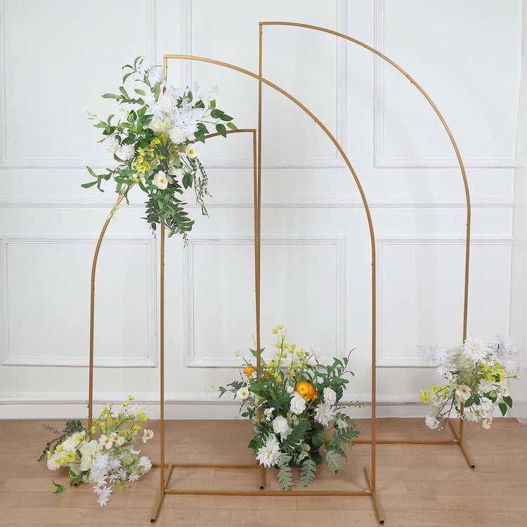 6 Feet Gold Metal Floral Arch Frame Half-Moon Style Chiara Backdrop Stand