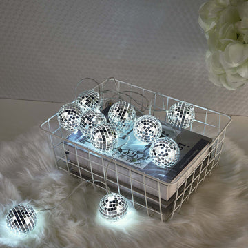 Create an Unforgettable Party Atmosphere with the Silver Disco Mirror Ball Battery Operated 10 LED String Light Garland