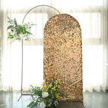 Sparkly Gold Double Sided Big Payette Sequin Fitted Wedding Arch Cover For Round Top Chiara Backdrop