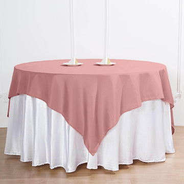 Elevate Your Event Decor with the Dusty Rose Square Seamless Polyester Table Overlay