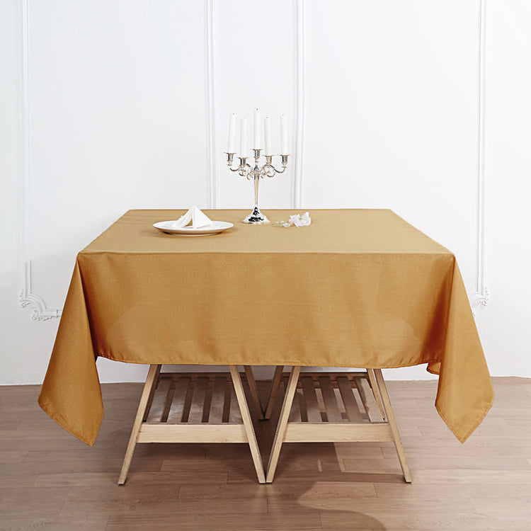 Gold Polyester 70 Inch Square Tablecloth