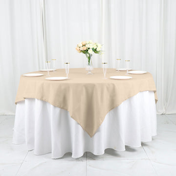 Elevate Your Event with the Nude Seamless Polyester Square Table Overlay