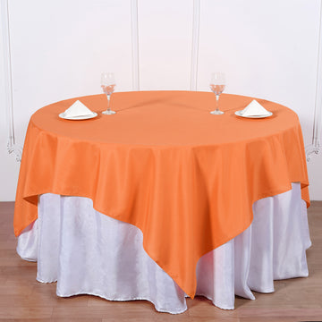 Add a Pop of Color to Your Event with the Orange Square Seamless Polyester Table Overlay
