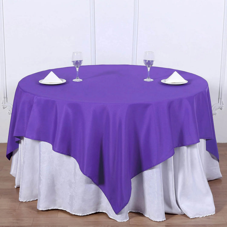 70 Inch Purple Square Polyester Table Overlay