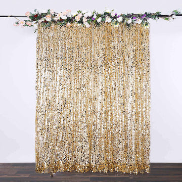 Gold Big Payette Sequin Divider Backdrop Curtain Panel, Photo Booth Event Drapes - 8ftx8ft