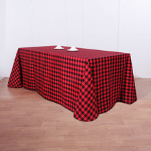 90 Inch x 132 Inch Rectangular Buffalo Plaid Tablecloth in Black And Red