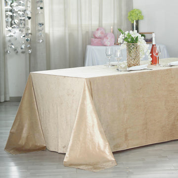 Create Extraordinary Tablescapes with the Champagne Seamless Premium Velvet Rectangle Tablecloth