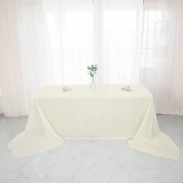 Ivory Accordion Crinkle Taffeta Seamless Rectangular Tablecloth 90"x156"