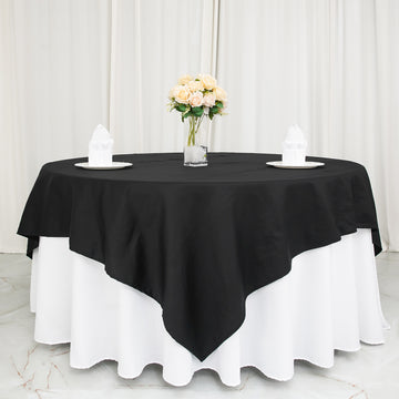 Black Square 100% Cotton Linen Seamless Table Overlay 90