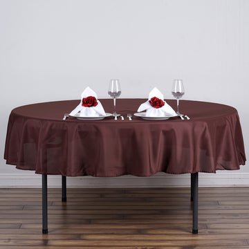 Chocolate Seamless Polyester Round Tablecloth 90"