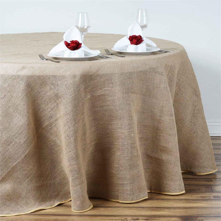 90 Inch Natural Burlap Rustic Round Tablecloth