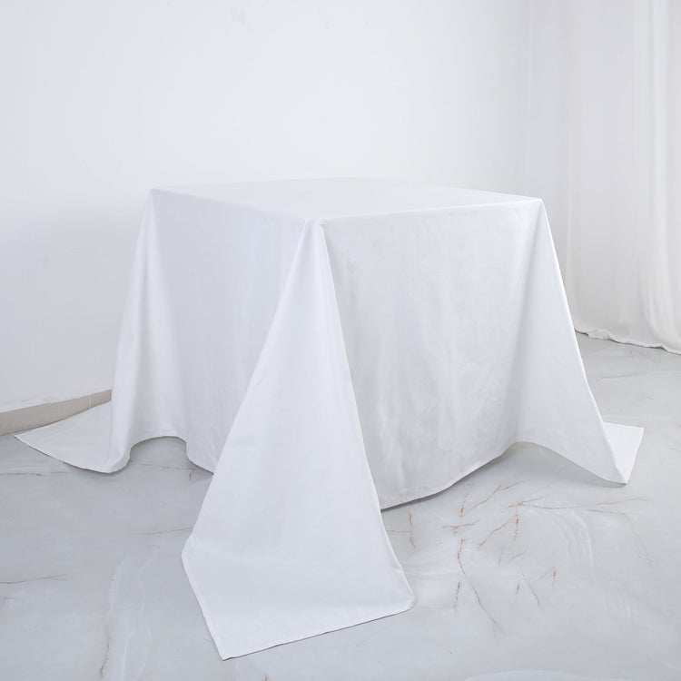 90 Inch x 90 Inch White Square 100% Cotton Linen Washable Tablecloth