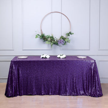 Elevate Your Event with the Purple Seamless Premium Sequin Rectangle Tablecloth