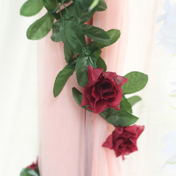 Elevate Your Event Decor with the Burgundy Artificial Silk Rose Garland