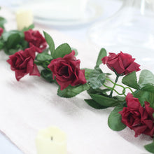 6 Feet Of Burgundy Artificial Silk Rose Flower Garland With UV Protection#whtbkgd