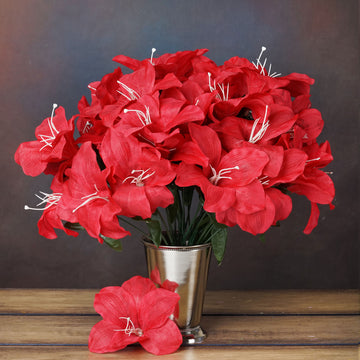 Versatile and Long-Lasting Red Artificial Silk Tiger Lily Flowers
