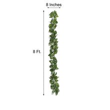 8 Feet Green Artificial Silk Ivy Leaf Garland Vine UV Protected