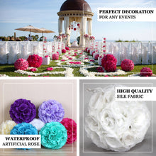 7 Inch White Artificial Silk Rose Flower Kissing Balls In Pack Of 2