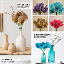 5 Bushes | 19inch Lavender Lilac Artificial Burlap Calla Lilies, Craft Flowers | 25 Pcs