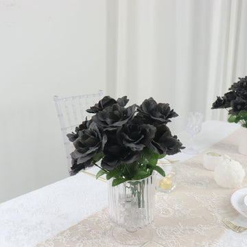 Elegant Black Artificial Silk Rose Flowers for Stunning Event Decor