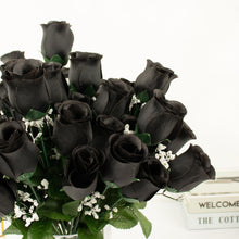 12 Bushes Of Black Rose Bud Flower Bouquets Artificial Premium Silk