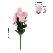 12 Bushes Artificial Premium Silk Flowers Rose Buds Bouquets In Pink