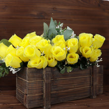 12 Bushes Of Yellow Rose Bud Flower Bouquets Artificial Premium Silk