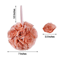7 Inch Dusty Rose Artificial Silk Rose Flower Kissing Balls 2 Pack