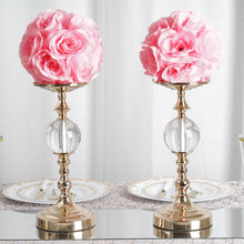 7 Inch Pink Artificial Silk Rose Flower Kissing Balls 2 Pack