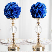 7 Inch Royal Blue Artificial Silk Rose Flower Kissing Balls 2 Pack