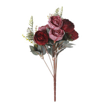 Silk Burgundy & Dusty Rose Artificial Peony Flower Bouquet Sprays 2 Bushes