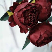 2 Bush | Burgundy Artificial Silk Peony, Rose and Hydrangea Flower Bouquet#whtbkgd