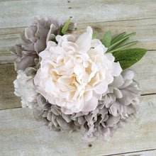 11inch Beige / Dusty Rose Real Touch Artificial Silk Peonies Flower Bouquet#whtbkgd