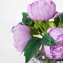 5 Artificial Silk Peony Flower Head Spray Bouquet in Lavender Color