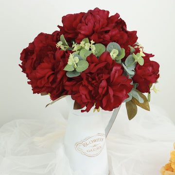 Enhance Your Event Decor with Burgundy Artificial Silk Peony Flower Bouquets