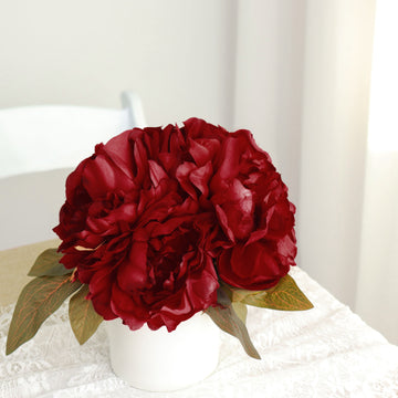 Unleash Your Creativity with Burgundy Artificial Silk Peony Flower Bouquets