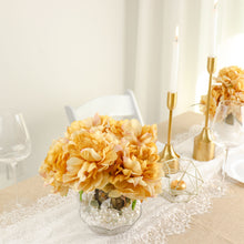17 Inch 2 Gold Peony Flower Bushes With Artificial Silk